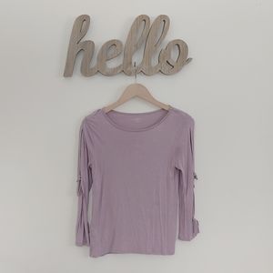 LOFT Outlet Lavender Tie Sleeve Top (SP)